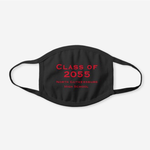 COTTON Solid Black and Red Graduation 2023 Black Cotton Face Mask