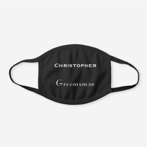 COTTON Solid Black and White Groomsman or Usher Black Cotton Face Mask