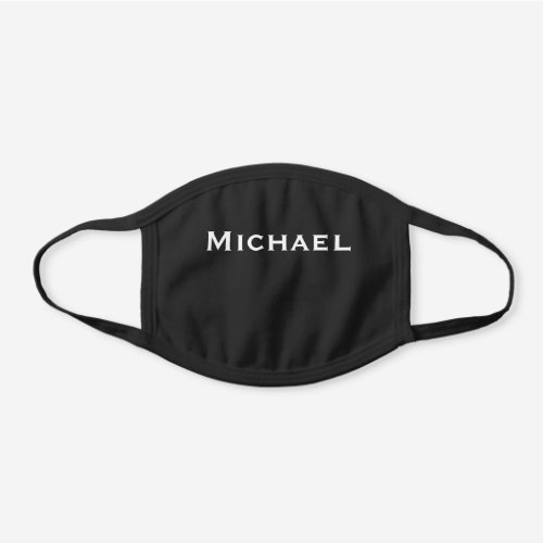 COTTON Solid Black and White with Name Black Cotton Face Mask