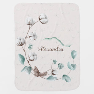 Cotton Stems & Eucalyptus Custom Baby Blanket