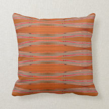 Cotton Throw Pillow - Burnt Orange, Gray Artisanal