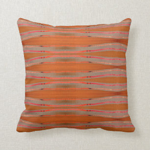 Cotton Throw Pillow - Burnt Orange, Gray Artisanal