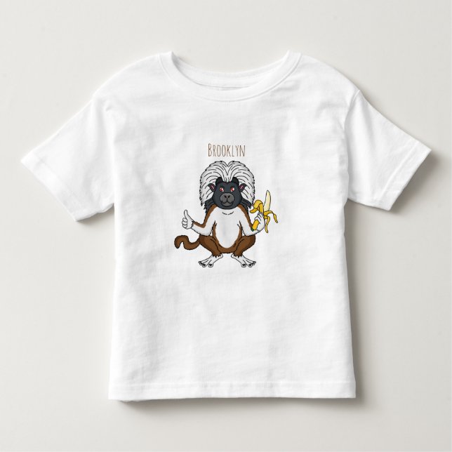 Cotton Top Tamarin monkey cartoon illustration (Front)