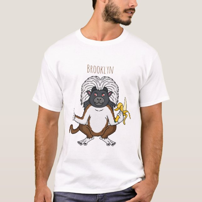 Cotton Top Tamarin monkey cartoon illustration (Front)