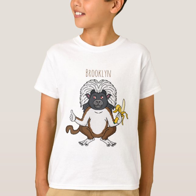 Cotton Top Tamarin monkey cartoon illustration (Front)