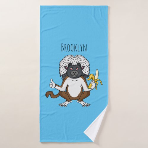 Cotton Top Tamarin monkey cartoon illustration Bath Towel Set