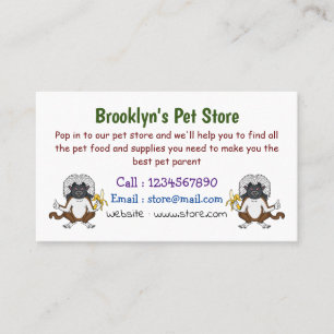 Cotton Top Tamarin monkey cartoon illustration Business Card