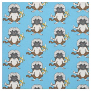 Cotton Top Tamarin monkey cartoon illustration Fabric