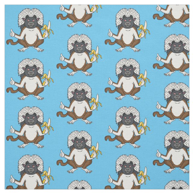 Cotton Top Tamarin monkey cartoon illustration Fabric (Swatch)