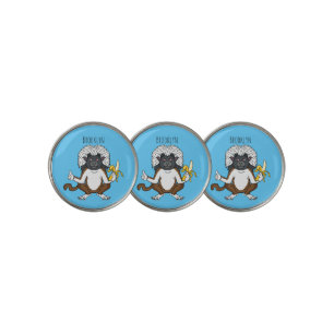 Cotton Top Tamarin monkey cartoon illustration Golf Ball Marker