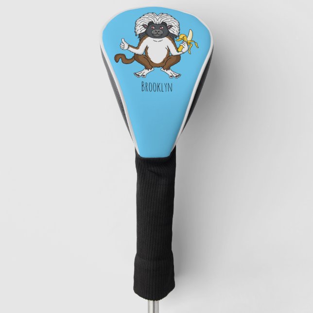 Cotton Top Tamarin monkey cartoon illustration Golf Head Cover (Front)