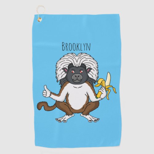 Cotton Top Tamarin monkey cartoon illustration Golf Towel