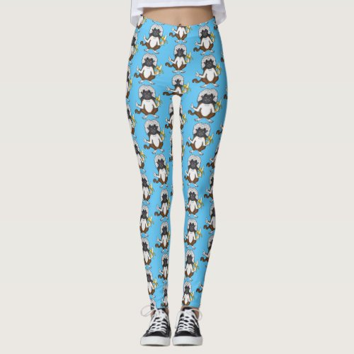 Cotton Top Tamarin monkey cartoon illustration Leggings