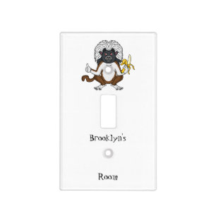 Cotton Top Tamarin monkey cartoon illustration Light Switch Cover