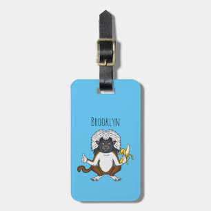 Cotton Top Tamarin monkey cartoon illustration Luggage Tag