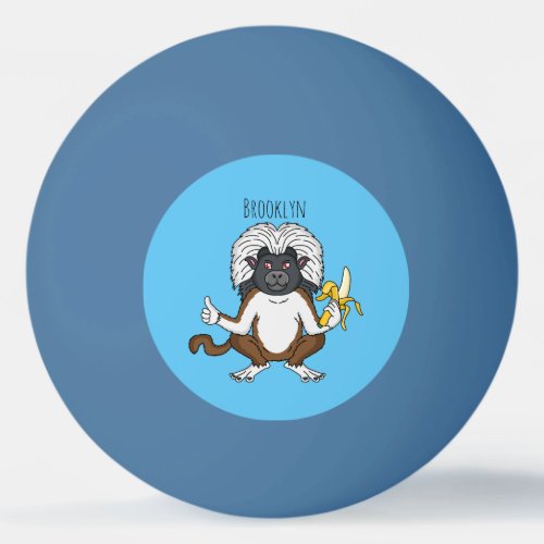 Cotton Top Tamarin monkey cartoon illustration Ping Pong Ball