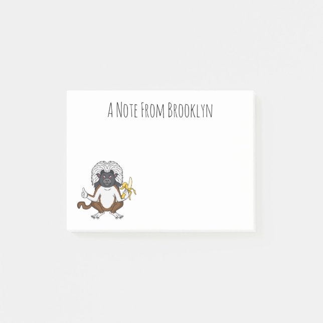 Cotton Top Tamarin monkey cartoon illustration Post-it Notes (Front)