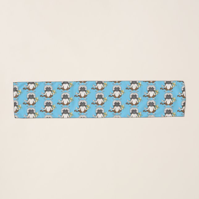 Cotton Top Tamarin monkey cartoon illustration Scarf (Front (Horizontal))