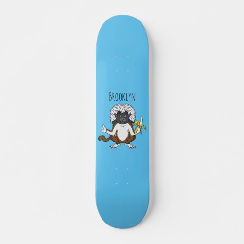 Cotton Top Tamarin monkey cartoon illustration Skateboard