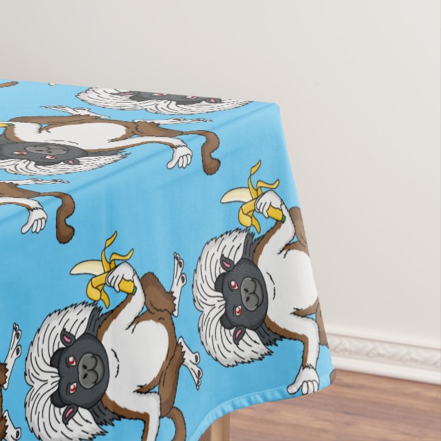 Cotton Top Tamarin monkey cartoon illustration Tablecloth (In Situ)