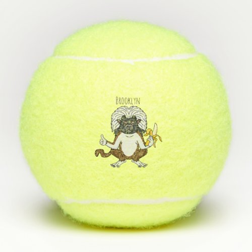 Cotton Top Tamarin monkey cartoon illustration Tennis Balls