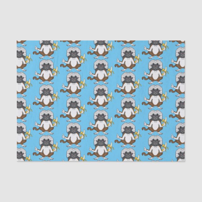 Cotton Top Tamarin monkey cartoon illustration Tissue Paper (Front)
