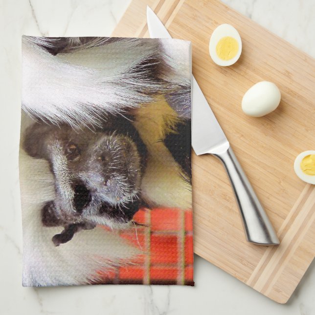 COTTON -TOP TAMARIN MONKEYS KITCHEN TOWEL (Quarter Fold)