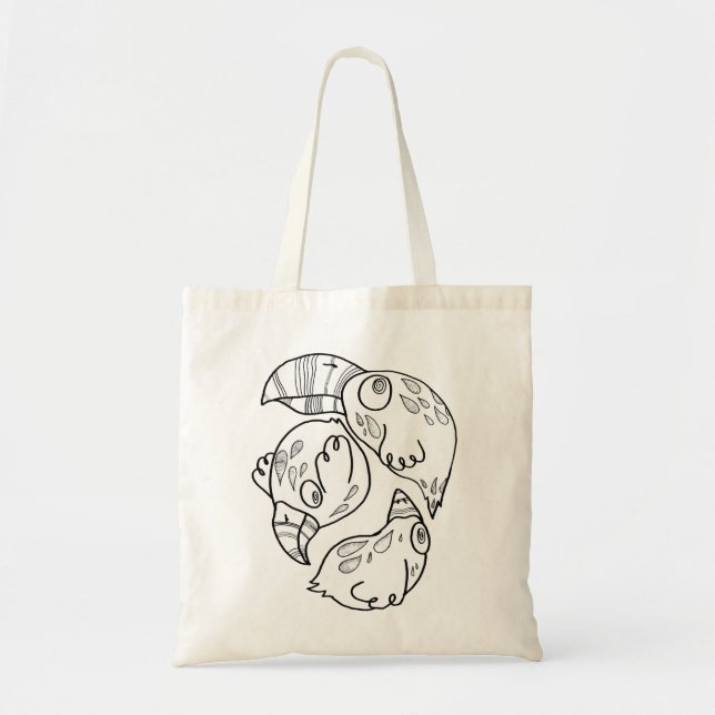 cotton tote bag with design: "psychobirds" (Front)