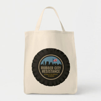 Cotton tote featuring Rubber City Resistance logo