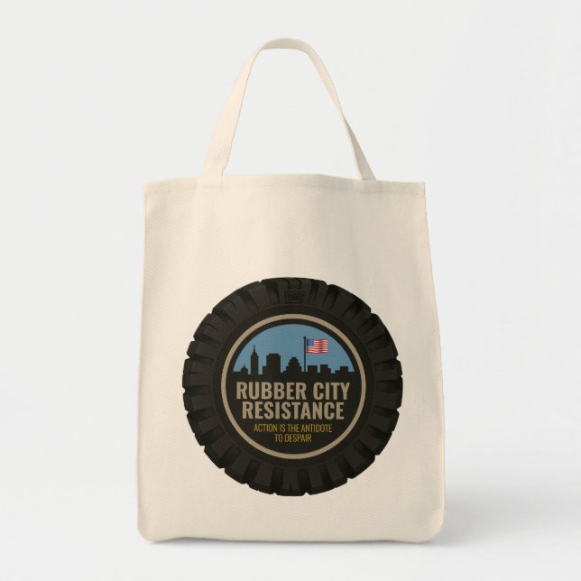 Cotton tote featuring Rubber City Resistance logo  Bag (Front)