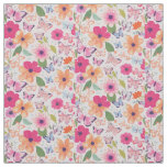 Cotton Twill Fabric, Flowers and Butterflies Fabric