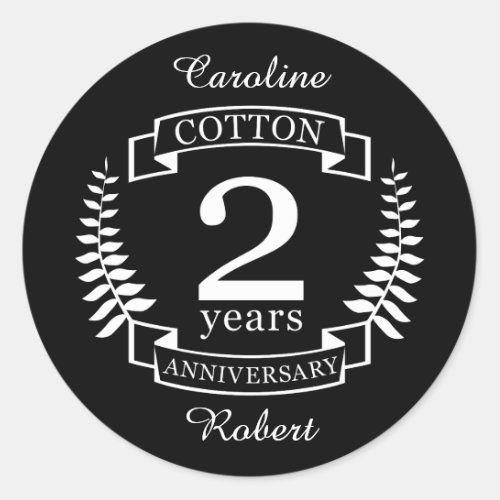 Cotton wedding anniversary 2 years married classic round sticker
