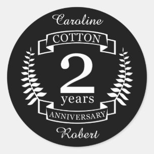 Cotton wedding anniversary 2 years married classic round sticker