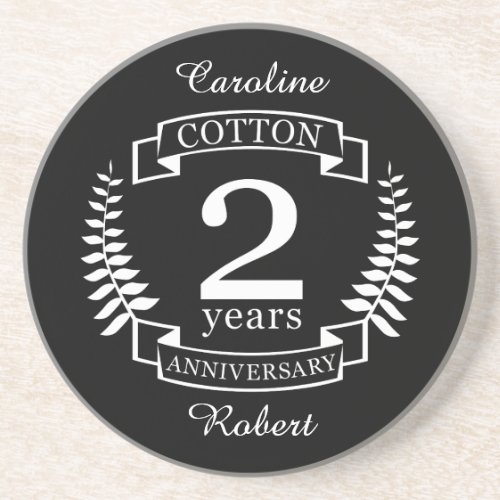 Cotton wedding anniversary 2 years married coaster