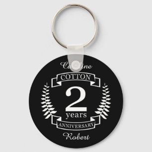 Cotton wedding anniversary 2 years married keychain
