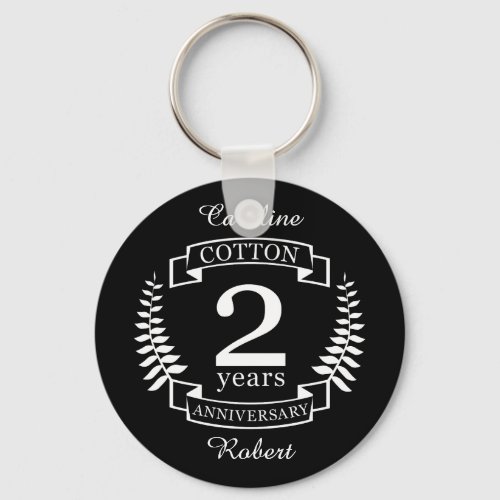 Cotton wedding anniversary 2 years married keychain