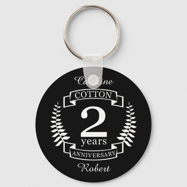 Cotton wedding anniversary 2 years married keychain (Front)