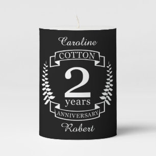 Cotton wedding anniversary 2 years married pillar candle