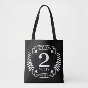 Cotton wedding anniversary 2 years married tote bag