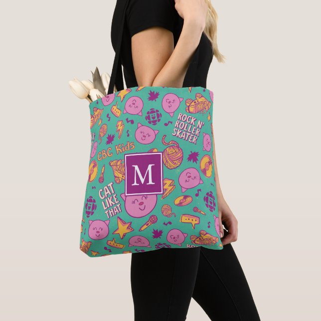 Cottonball Pattern Monogram Shoulder Tote (Close Up)