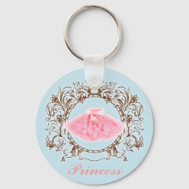 CottonCandy Color Pink tutu Blue Princess Keychain (Front)