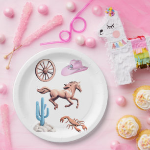 Cottoncandy Western Theme Cowgirl Party Art Paper Plates