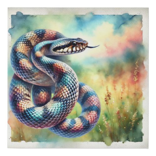 Cottonmouth Snake 130624AREF124 _ Watercolor Faux Canvas Print