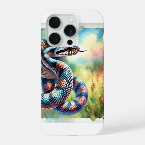 Cottonmouth Snake 130624AREF124 _ Watercolor iPhone 15 Pro Case