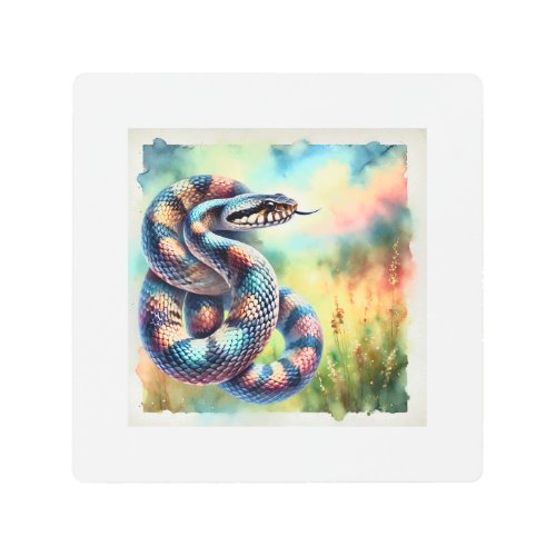 Cottonmouth Snake 130624AREF124 _ Watercolor Metal Print