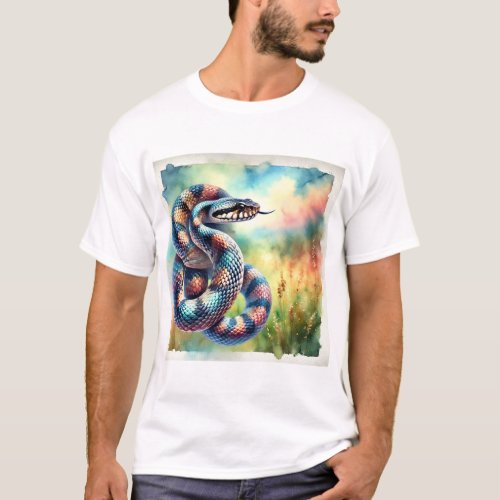 Cottonmouth Snake 130624AREF124 _ Watercolor T_Shirt