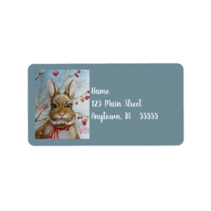 Cottontail Bunny Rabbit Bittersweet Watercolor Art Label