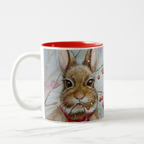 Cottontail Bunny Rabbit Bittersweet Watercolor Art Two_Tone Coffee Mug