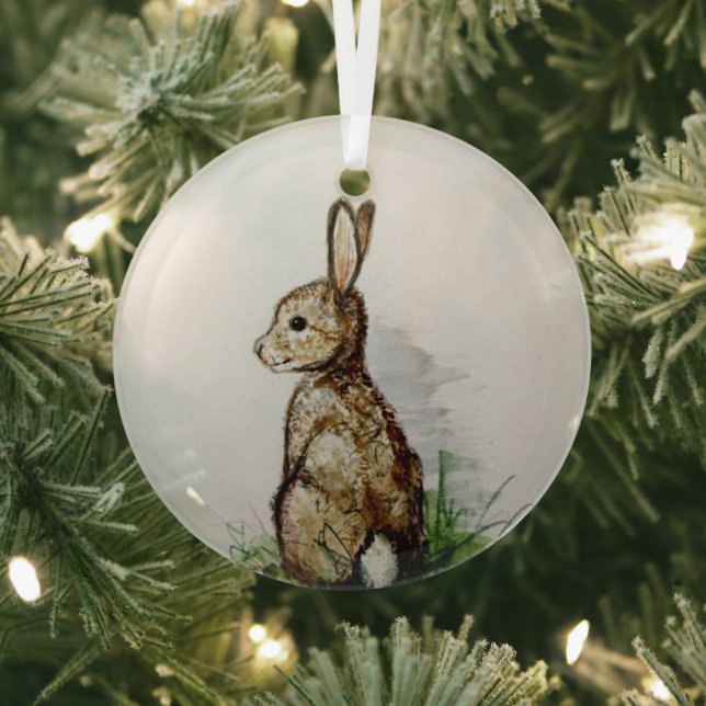 Cottontail by Hevener Glass Ornament (Insitu)