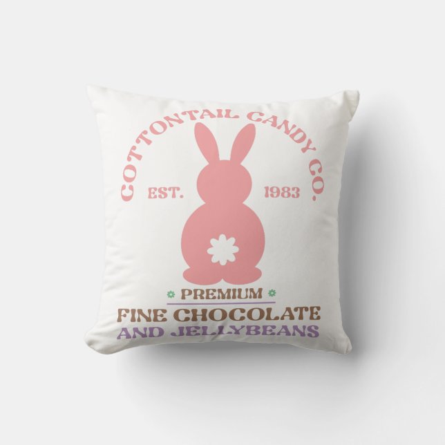 Cottontail Candy Co Throw Pillow (Front)